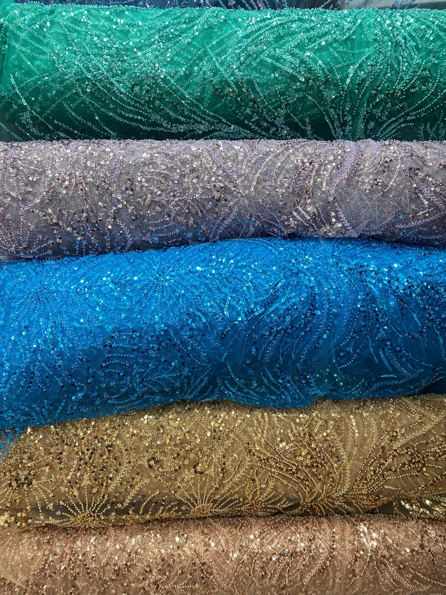 Broderie accesorizata cu paiete si margele , Turqoise - MODEL ELSIE