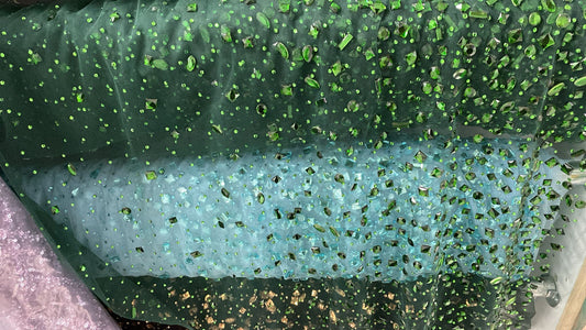 Tulle accesorizat cu pietre si cristale ,Verde- MODEL KATE