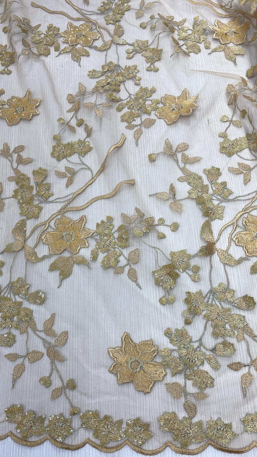 Broderie accesorizata cu paiete si margele, Auriu - MODEL IDA