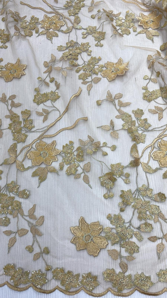 Broderie accesorizata cu paiete si margele, Auriu - MODEL IDA