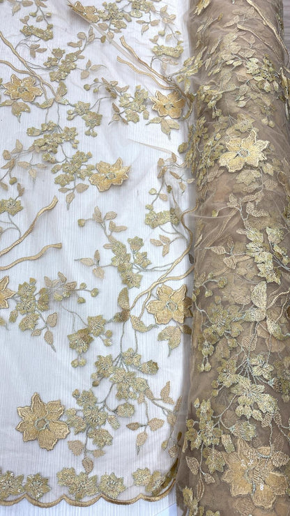 Broderie accesorizata cu paiete si margele, Auriu - MODEL IDA