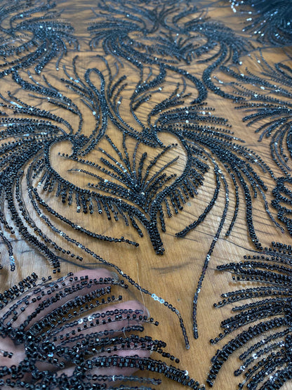 Broderie accesorizata cu paiete si margele, Negru - MODEL ZEY