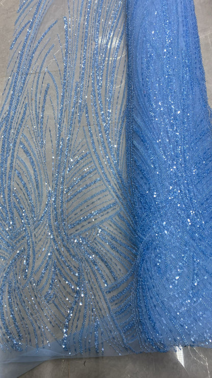 Broderie accesorizata cu paiete si margele, Blue  - MODEL LIA