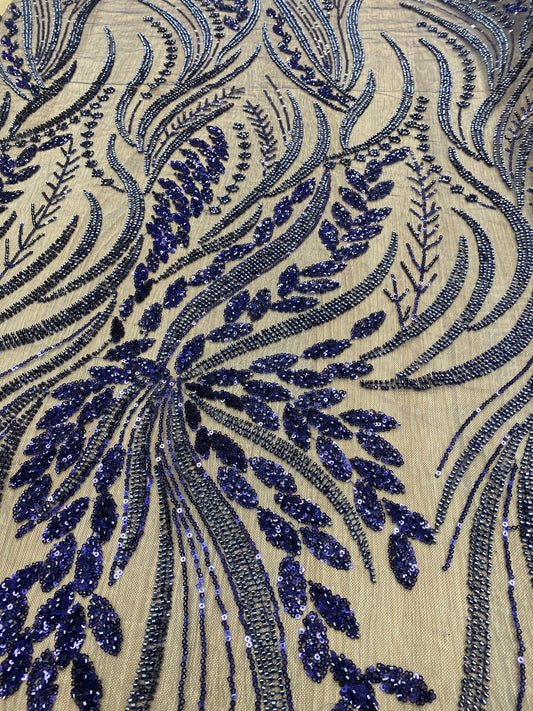 Broderie accesorizata cu paiete si margele bluemarin , MODEL SARA