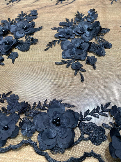 Broderie accesorizata cu paiete si margele, Negru - MODEL DORA