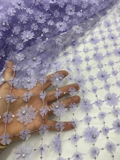Dantela florala accesorizata, Mov-Lila