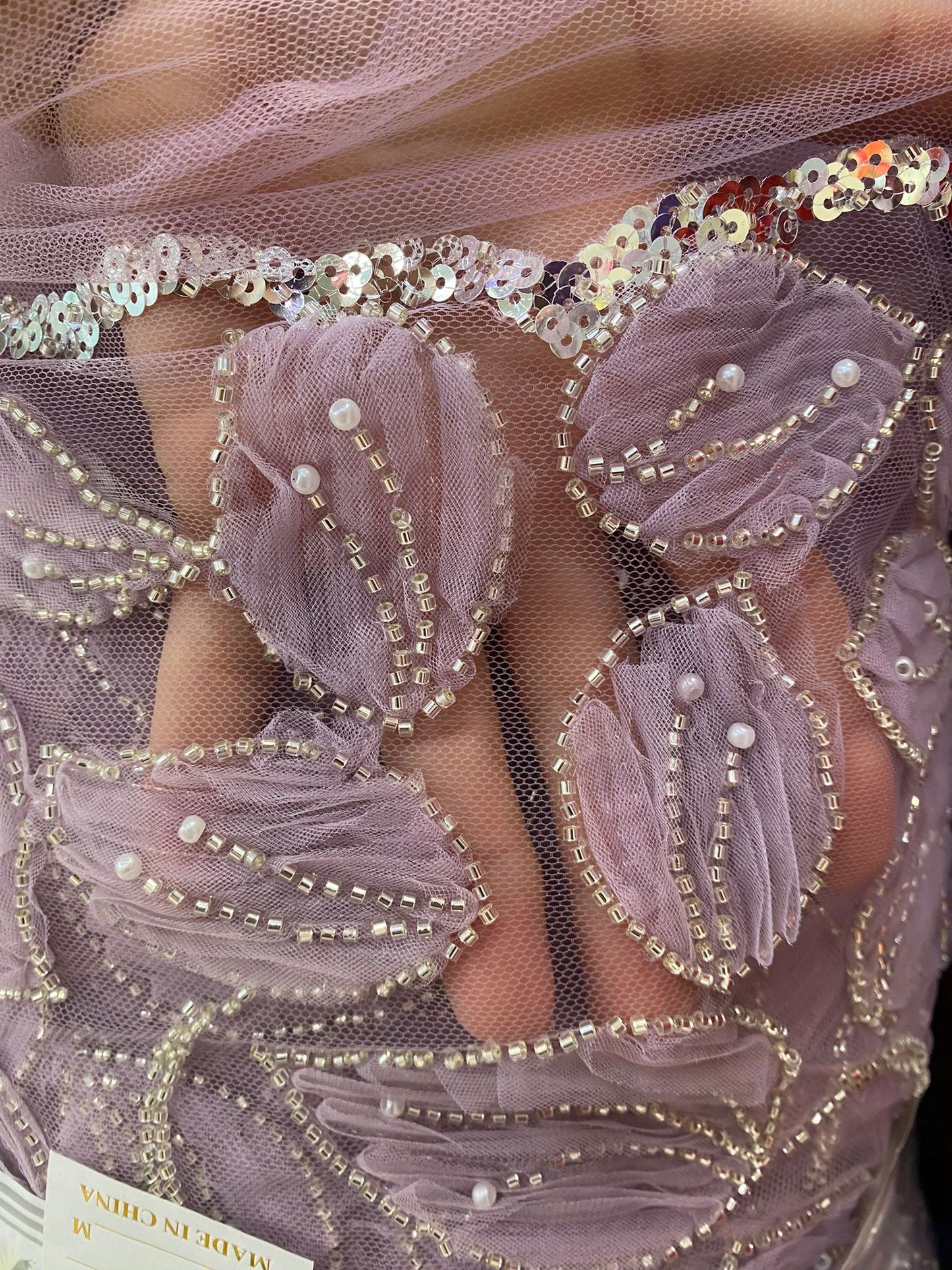 Broderie accesorizata cu margele, Mov-Lila, Model CANDI