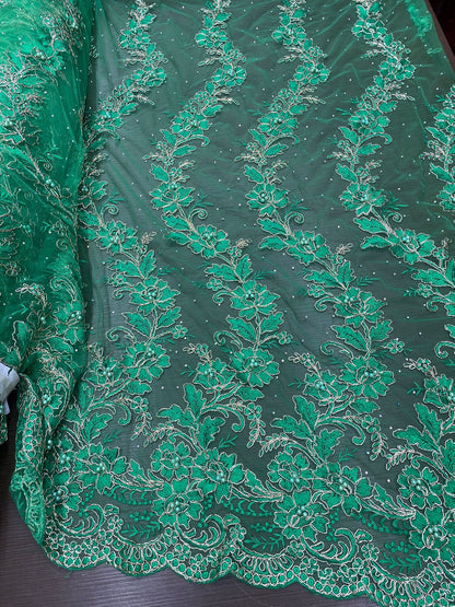 Broderie pe tulle cu margele, Verde, model 3D