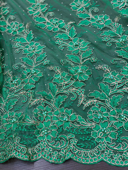 Broderie pe tulle cu margele, Verde, model 3D