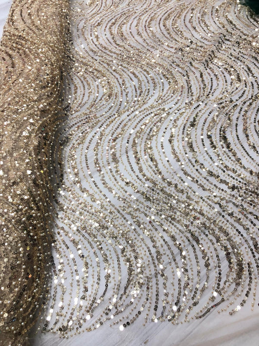 Broderie accesorizata cu paiete si margele, Auriu / MODEL EMY