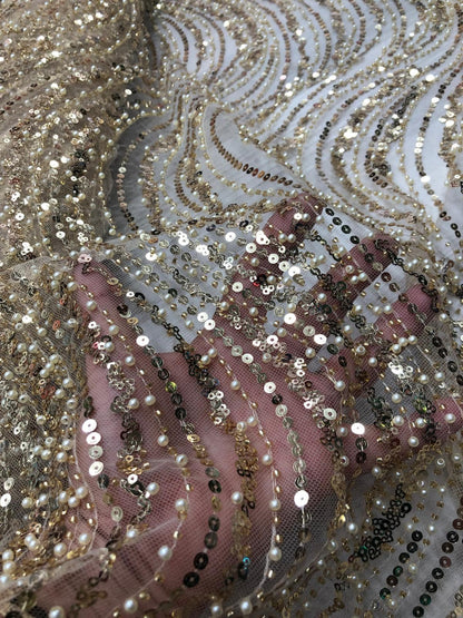 Broderie accesorizata cu paiete si margele, Auriu / MODEL EMY