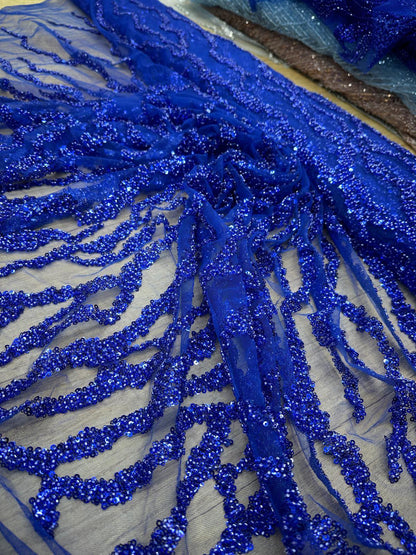 Broderie accesorizata cu paiete, Albastru Royal - MODEL AZIZE