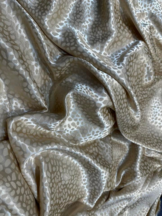 Satin Jacquard , Crem , Model Leopard