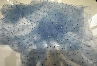 Tulle accesorizat, plin cu perle, Baby-Blue