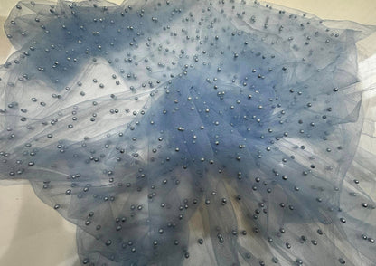 Tulle accesorizat, plin cu perle, Baby-Blue