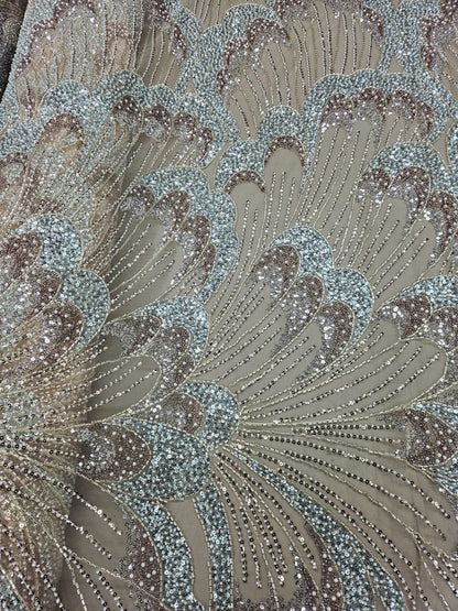 Broderie accesorizata cu margele, paiete si margele tubulare -MODEL Butterfly