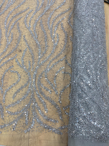 Broderie accesorizata cu paiete si margele , Argintiu - MODEL ELLA