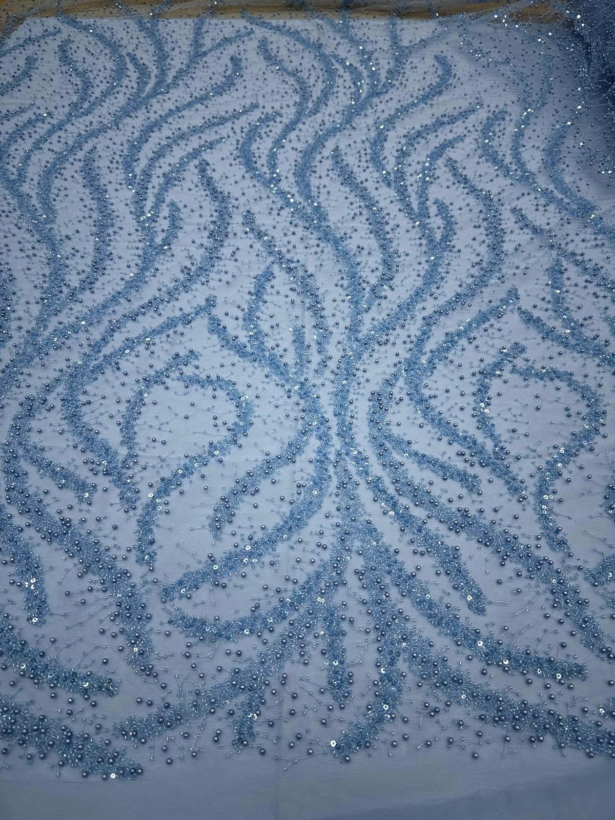 Broderie accesorizata cu paiete si margele , Blue - MODEL ELLA