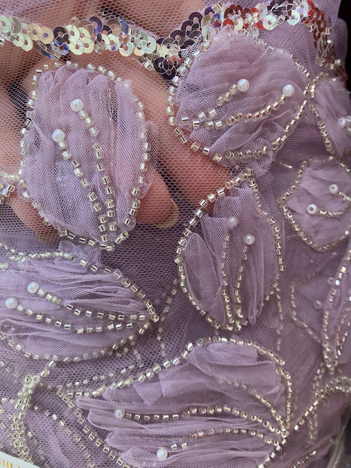 Broderie accesorizata cu margele, Mov-Lila, Model CANDI