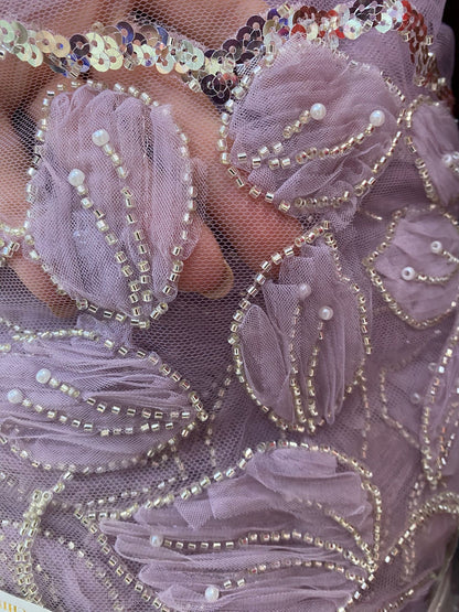 Broderie accesorizata cu margele, Mov-Lila, Model CANDI