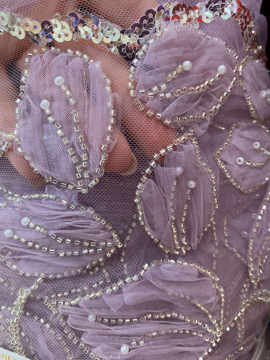 Broderie accesorizata cu margele, Mov-Lila, Model CANDI