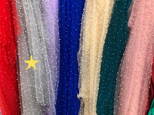 Tulle accesorizat , plin cu perle, Ivary