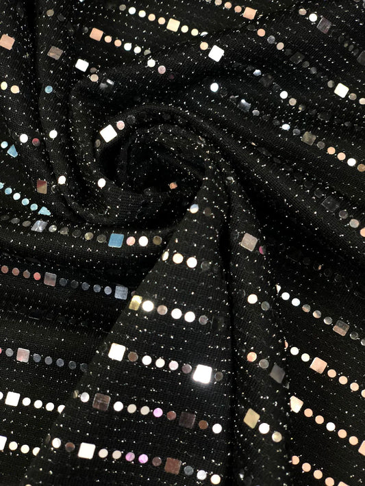 Lurex negru cu aplicatii argintii , model 2