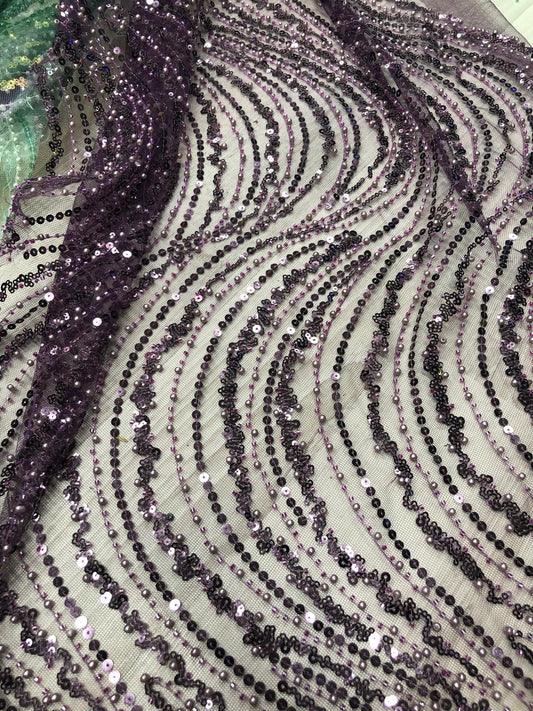 Broderie accesorizata cu paiete si margele, Mov/ MODEL EMY