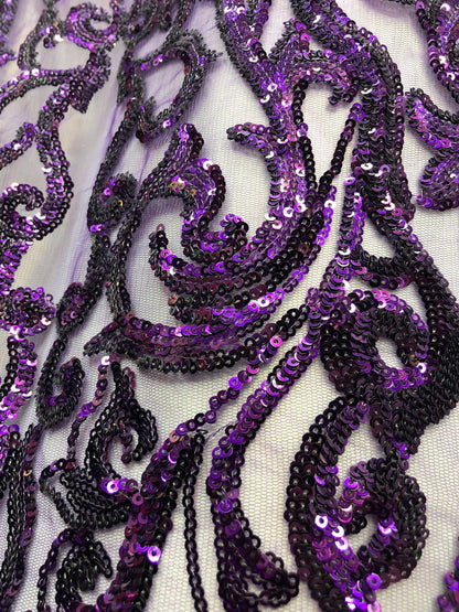 Broderie accesorizata cu paiete, Mov / MODEL THEO