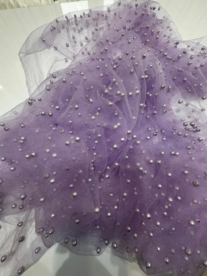 Tulle accesorizat , plin cu perle , Mov Lila