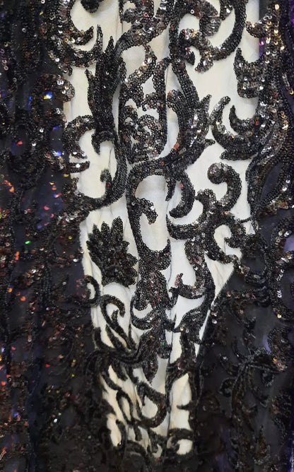 Broderie accesorizata cu paiete, Negru / MODEL THEO