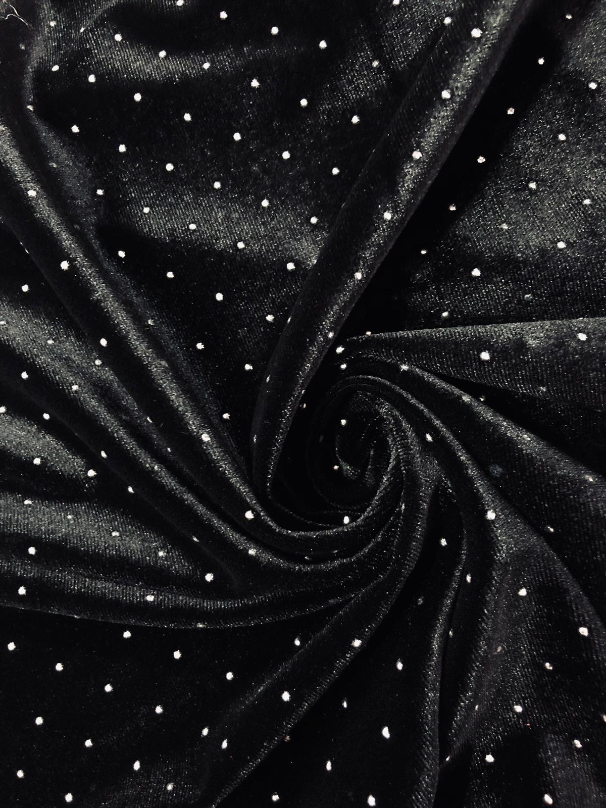 Catifea Elastica cu Strasuri , Negru