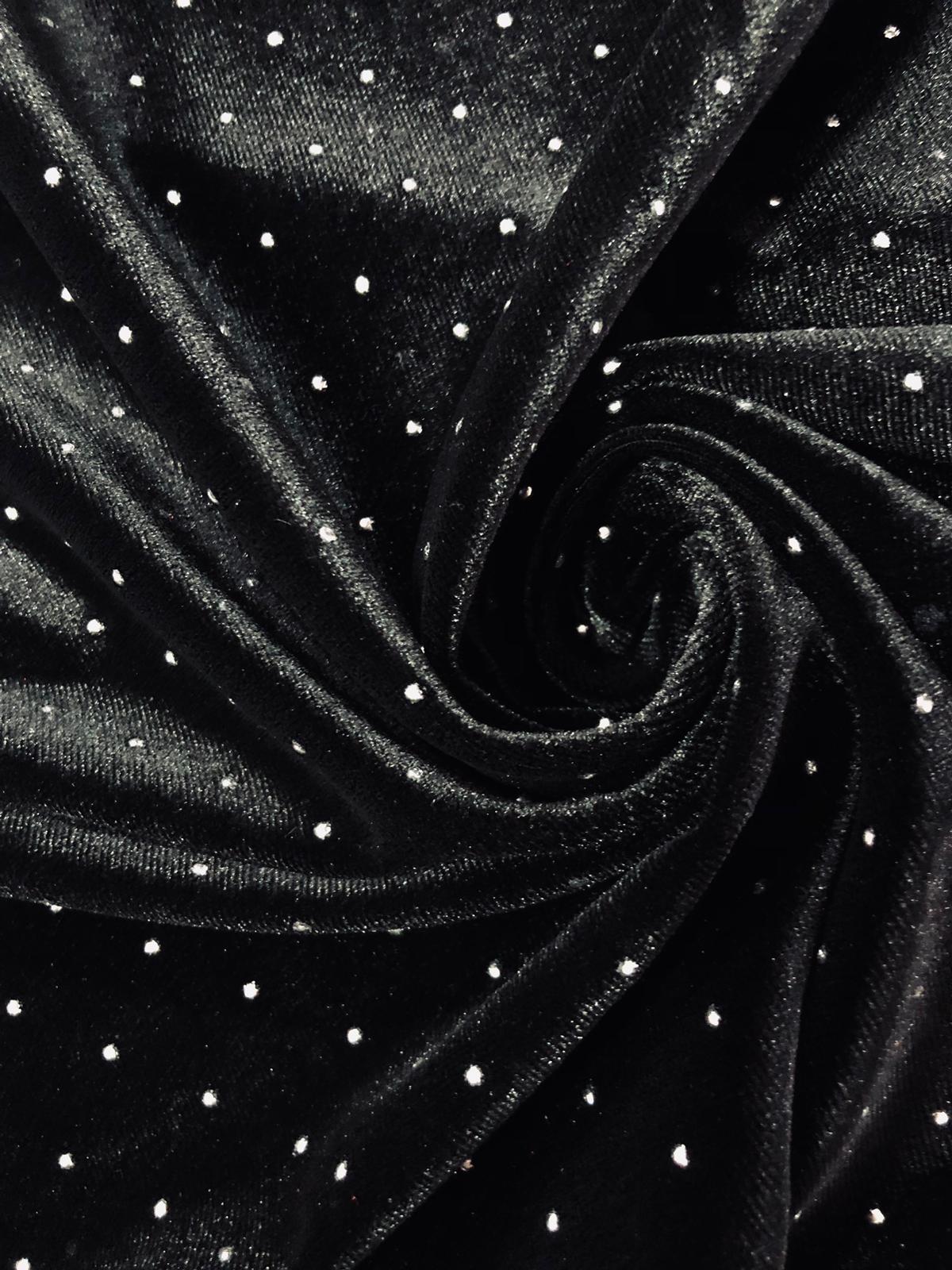 Catifea Elastica cu Strasuri , Negru