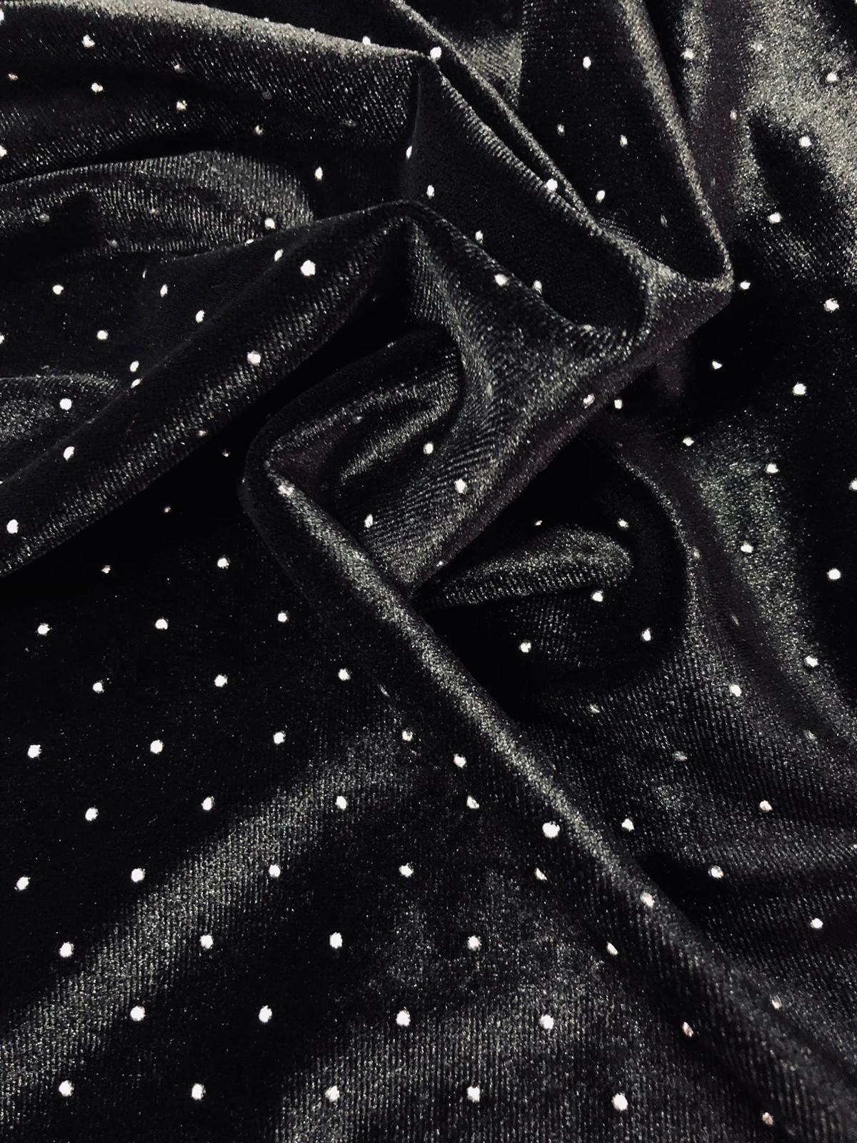 Catifea Elastica cu Strasuri , Negru