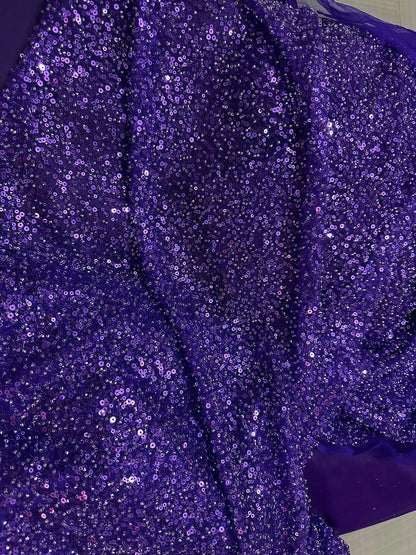 Tulle accesorizat cu paiete si margele mici , Mov - MODEL SMALL