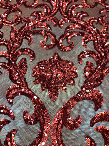Broderie accesorizata cu paiete, Rosu / MODEL THEO