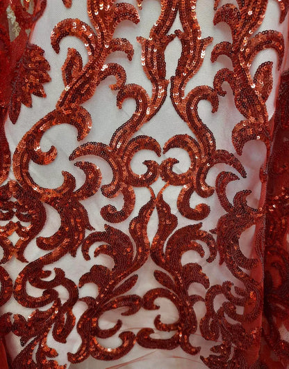 Broderie accesorizata cu paiete, Rosu / MODEL THEO