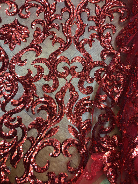 Broderie accesorizata cu paiete, Rosu / MODEL THEO