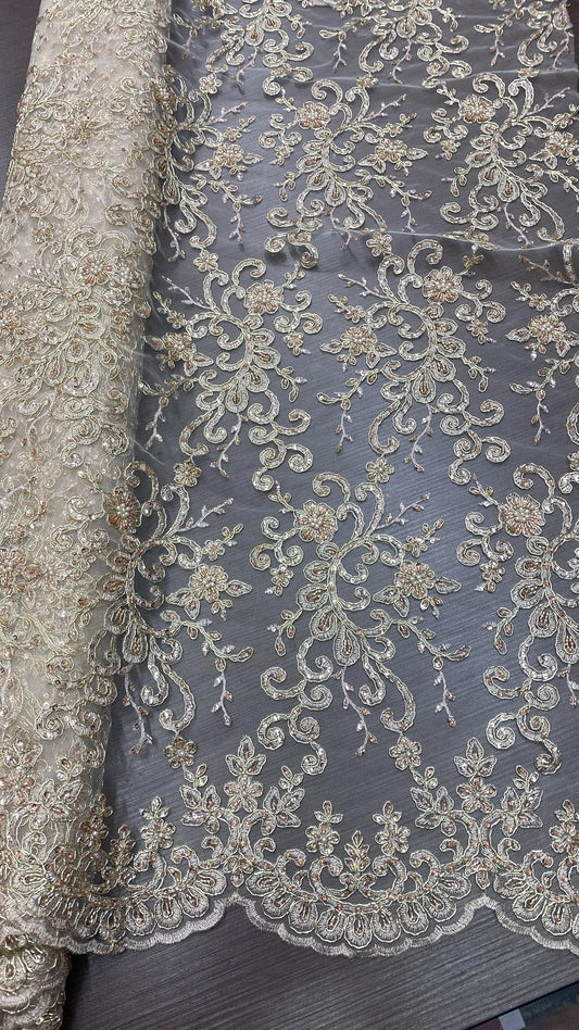 Broderie accesorizata cu paiete si margele, Auriu - MODEL CLARA