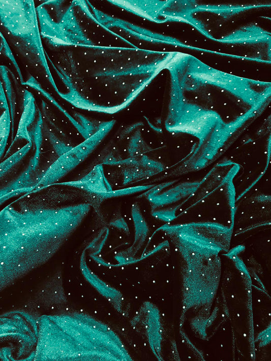 Catifea Elastica cu Strasuri , Verde