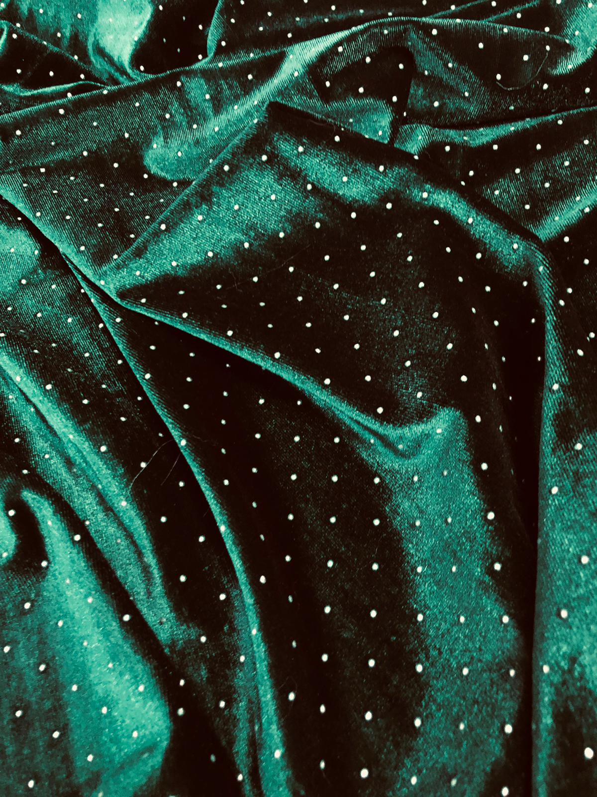 Catifea Elastica cu Strasuri , Verde