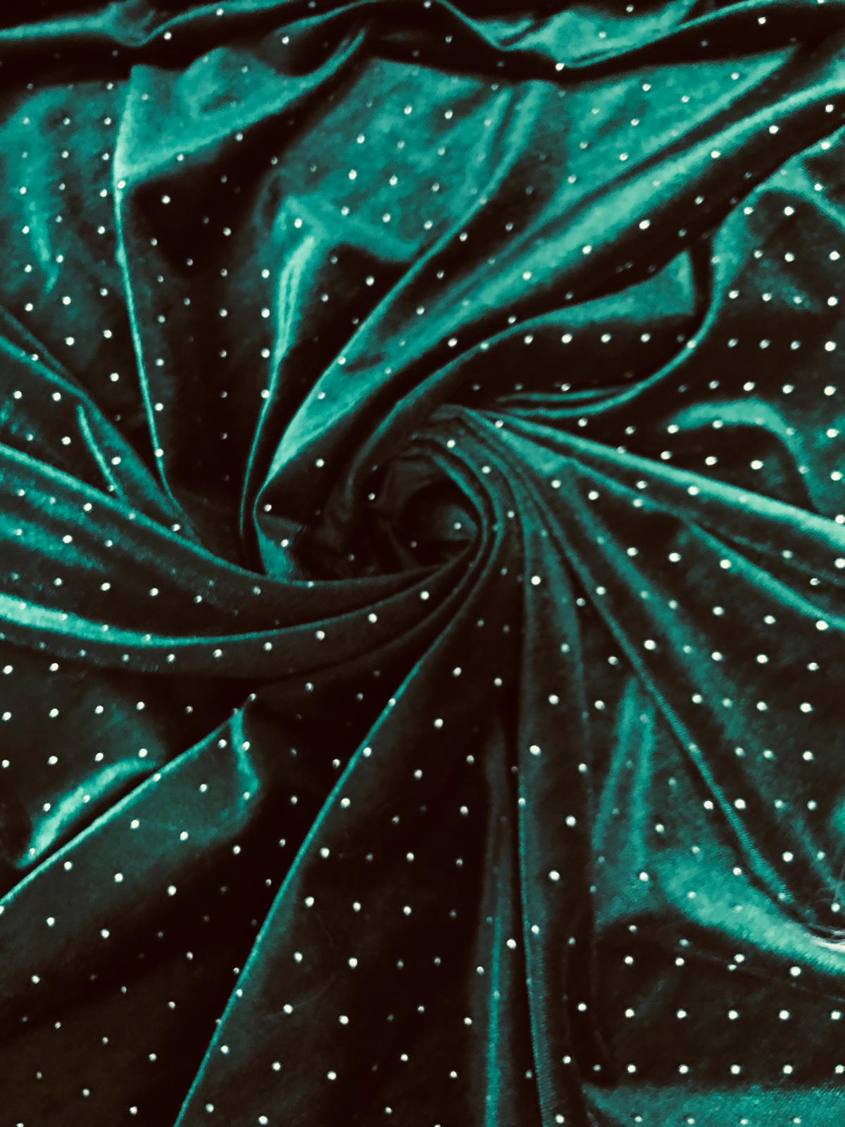 Catifea Elastica cu Strasuri , Verde