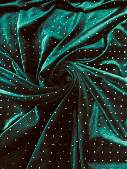 Catifea Elastica cu Strasuri , Verde