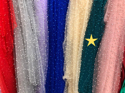 Tulle accesorizat, plin cu perle, Verde-inchis