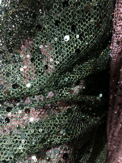Plasa elastica cu fir lame, paiete si margele, Verde
