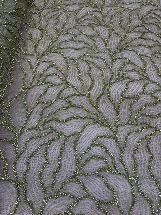 Broderie accesorizata cu margele,Verde deschis - MODEL ALE