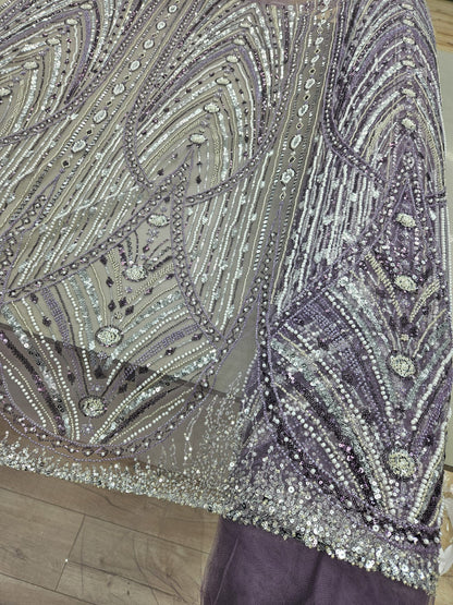 Broderie accesorizata cu margele, paiete si margele tubulare , Mov -MODEL YOYO